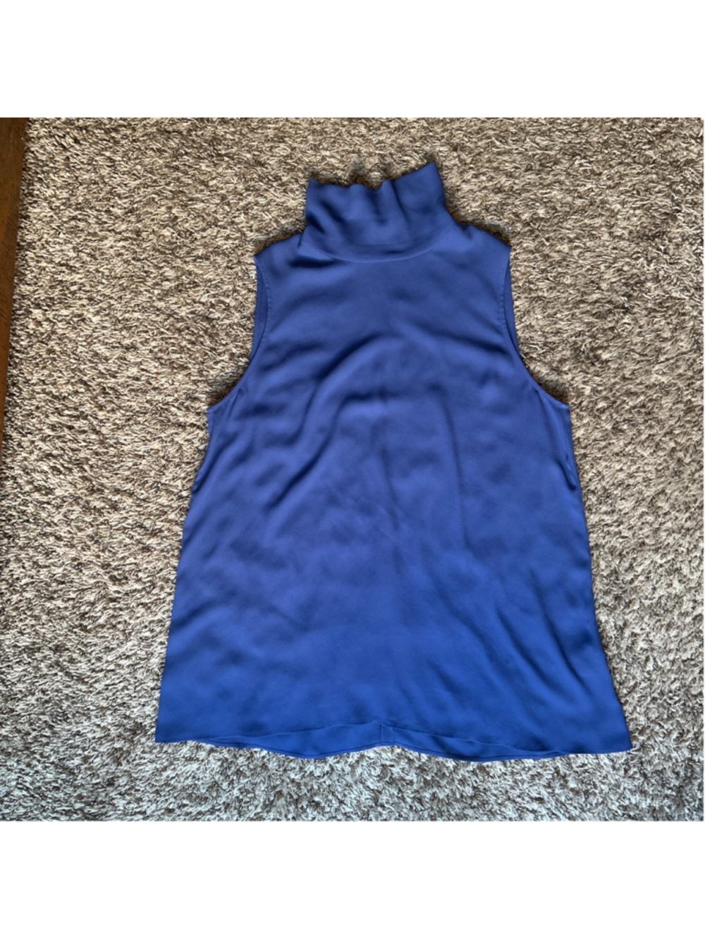 Women's Lafayette 148 New York Blue Sleeveless Mock Neck Office Blouse Size S